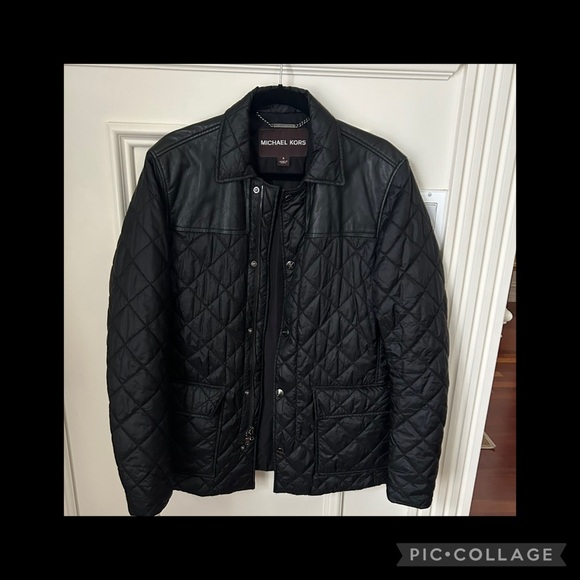 Men's MK leather trimmed quilted jacket
